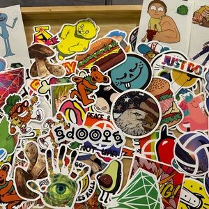 75 Random Dark Vinyl Stickers